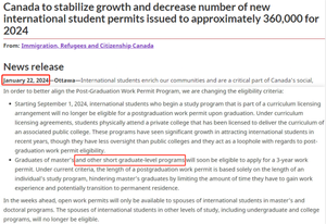 加拿大移民部修改硕士毕业工签要求