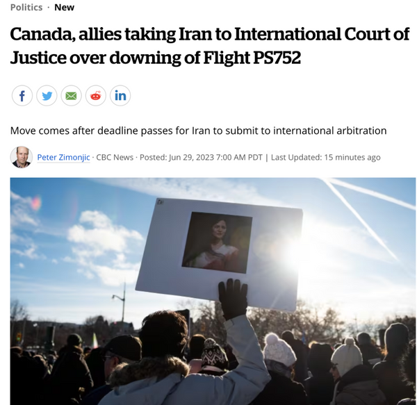 85名加拿大人遭袭遇难,加拿大政府将诉至国际法院